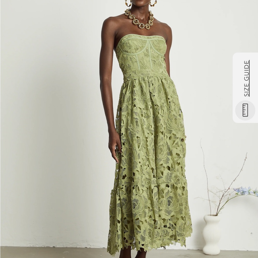Elegant Green Lace Strapless Dress